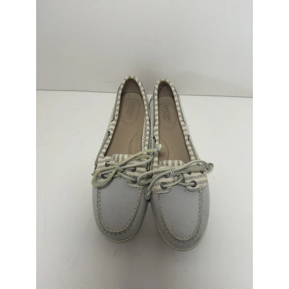 Women's Sperry Top-Sider Firefish Stripe Mesh Light Grey Boat‎ Shoes 10M